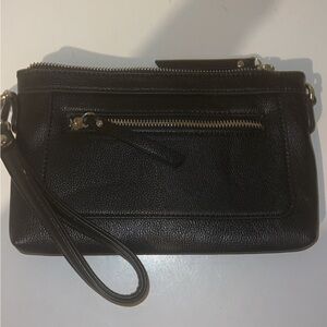 Black Leather Wristlet